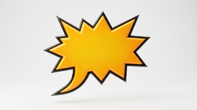 Yellow speech bubble comic style 3D render