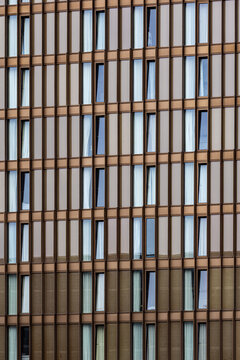Modern Building Facade with Grid Windows in Liverpool, UK.