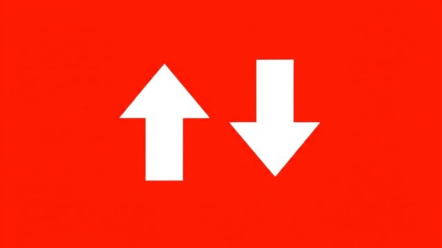 White up and down arrows on vibrant orange background