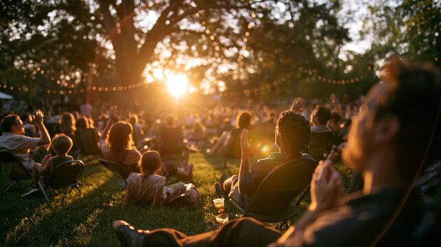 Audience Enjoying Outdoor Music Concert at Sunset