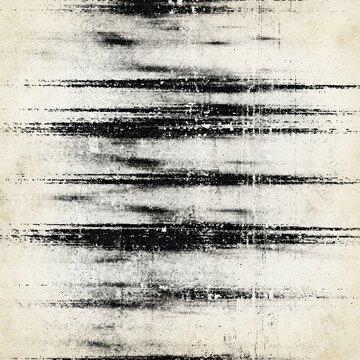 Grunge distressed texture with horizontal black ink streaks on a vintage paper background