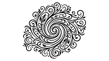 Elegant festive swirl design on a white background decorative black floral element © Easy Graphi