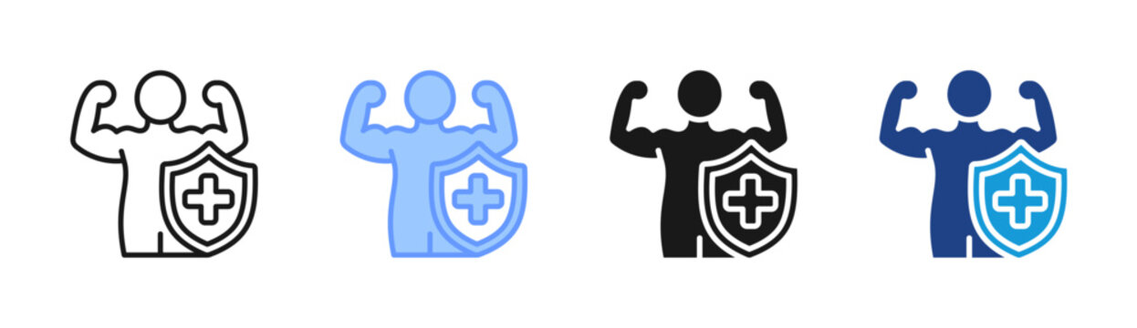 Strong Immunity icon set multiple style collection