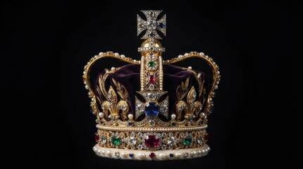 Fototapeta premium Imperial crown adorned with precious gems, diamonds, and gold