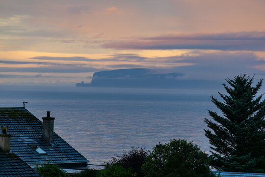 Coastal Sunset with Sea Stack in Thurso, Scotland, UK.