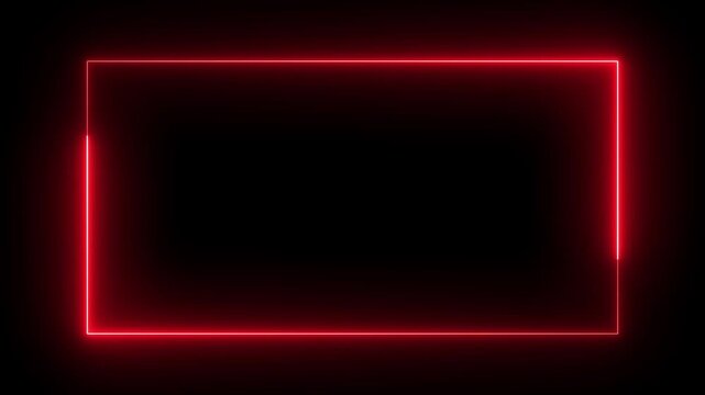 Glowing red neon rectangular frame border with smooth pulsing light animation