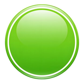 Empty Glossy Green Round Frame Bage Isolated on Transparent
