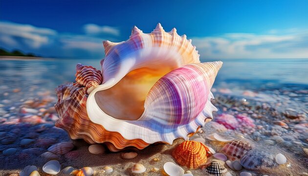 captivating conch shells in vibrant hues