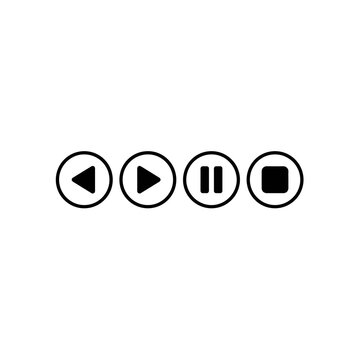  Media Player Control Icons &ndash; Play, Pause, Stop & Previous Vector Set
