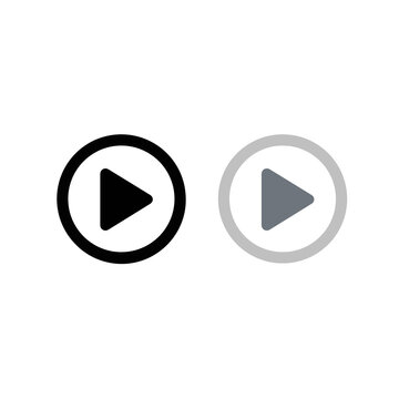 Play Button Icon Vector Set &ndash; Black icon, media button, video player, vector icon, circular button, black icon, gray icon, multimedia, playback, user interface, UI element, web design, app icon, navig