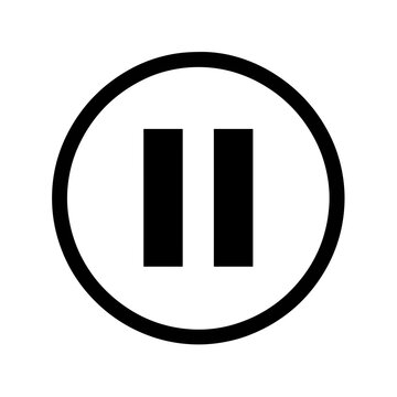 Pause Button Icon Vector &ndash; Minimal Black Circle Media Control Symbol