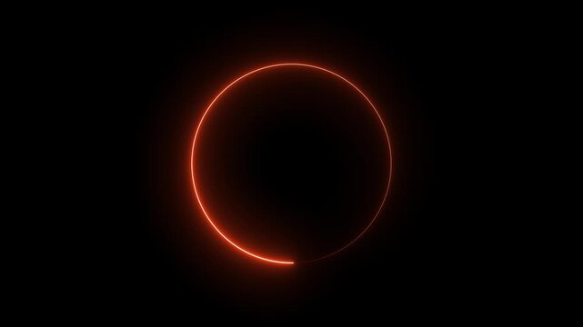 Glowing orange neon circle loading animation on black background, progress