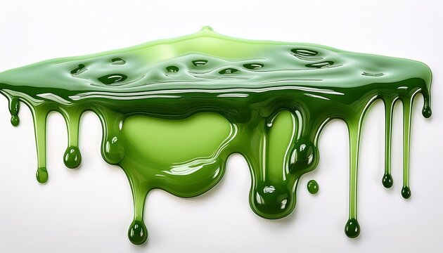 green slime drip isolated on white background