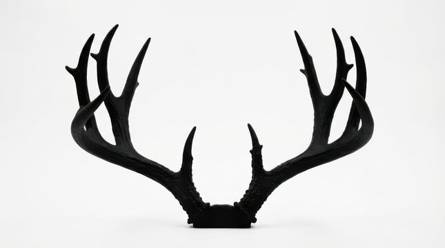 Black deer antlers rack on light background