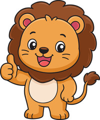 Obraz premium Cute Lion Giving a Thumbs Up – Cheerful and Friendly Animal Character