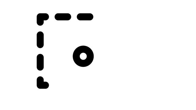 Minimalist black dashed corner frame and circle icon for user interface design elements