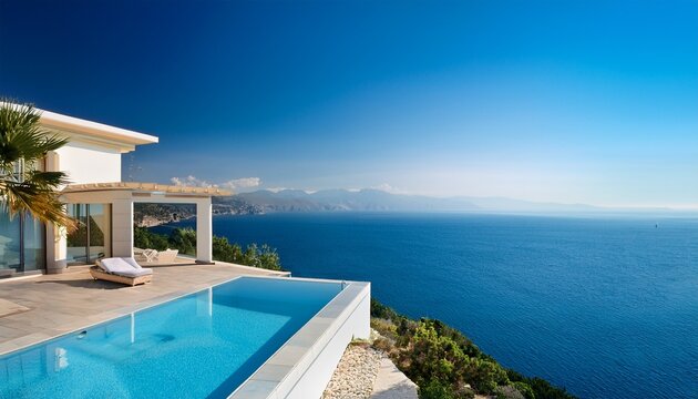 luxury villa with infinity pool overlooking the mediterranean sea