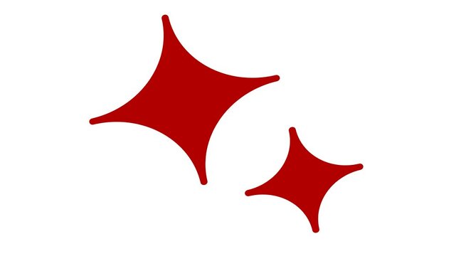 Two vibrant red four pointed star shapes for festive decoration and sparkle effects