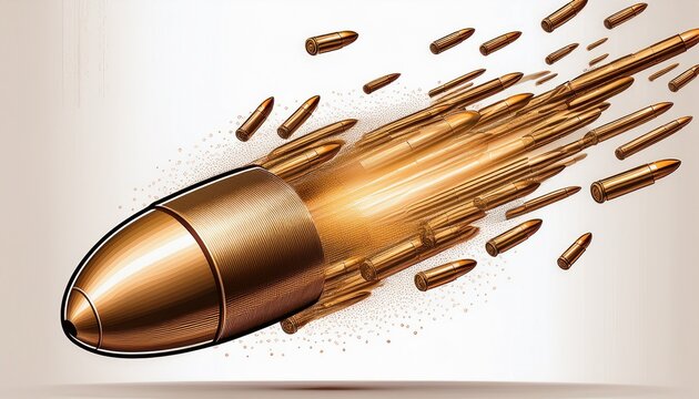 bullet falling isolated on white