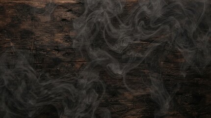Obraz premium Smoke swirling over dark wooden background