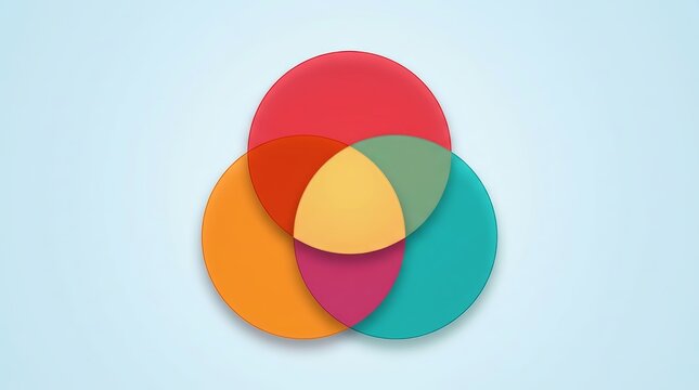 Infographic Venn diagram chart template featuring three circle parts for business presentations.