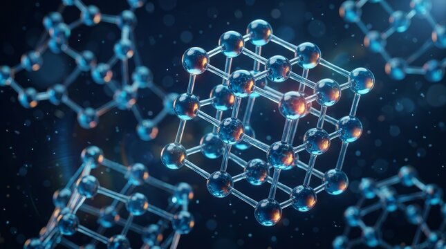 A detailed close-up of a molecule structure representing chemistry and science.