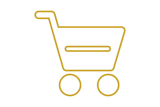 Yellow Outline Shopping Cart Icon for E-commerce Retail isolated on transparent background store basket checkout market buy purchase trade payment online business web ui symbol