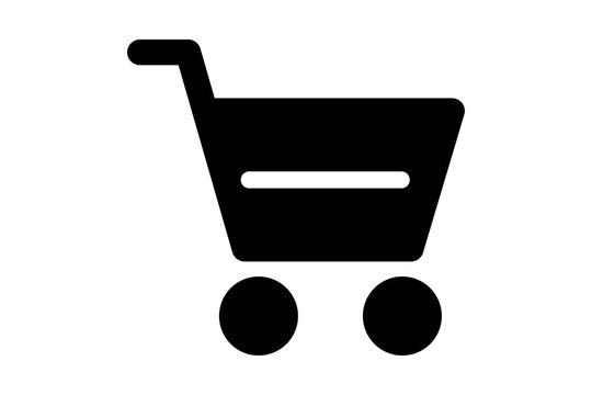 Black Shopping Cart Icon for E-commerce Retail Checkout isolated on transparent background store basket market buy purchase trade payment online business web ui application symbol