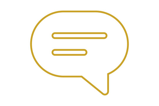 Yellow Outline Speech Bubble Chat Icon for Online Communication isolated on transparent background message discussion comment forum feedback contact dialogue modern web ui graphic sign