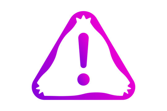 Magenta Warning Triangle Exclamation Mark Icon for Hazard Alert isolated on transparent background caution danger attention error notification signal security web ui emergency symbol