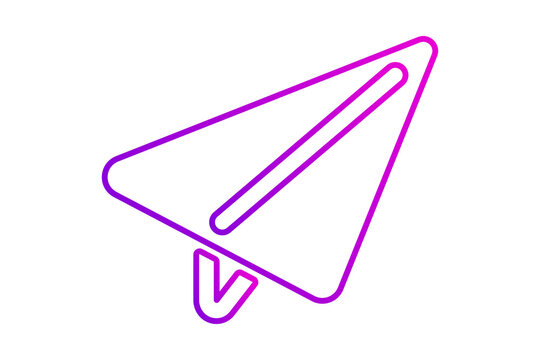 Magenta Outline Paper Plane Send Message Icon for Email Delivery isolated on transparent background airplane flight contact post direct message communication graphic line web ui element