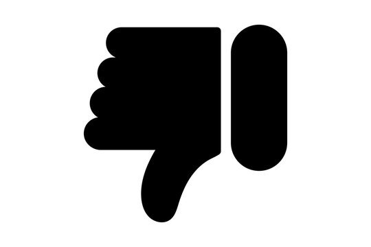 Black Thumbs Down Dislike Hand Gesture Icon for Negative Feedback isolated on transparent background reject bad vote disapprove rating opinion web application graphic silhouette sign