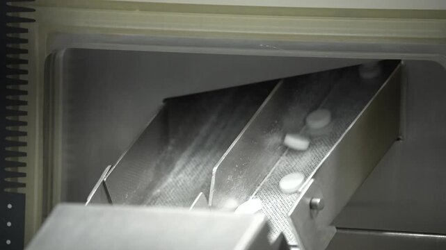 Quality Assurance Inspection and Sorting of Paracetamol Tablets on Conveyor Line