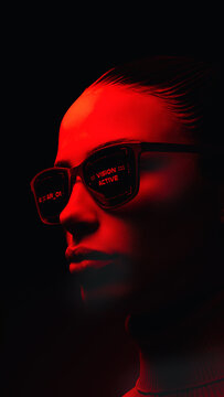 Vertical Portrait Wearing AI Augmented Reality Glasses