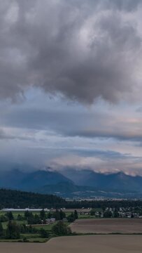 Majestic Clouds Shroud the Fraser Valley and Chilliwack Mountains in British Columbia, Canada
