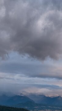 Dramatic Cloudscape Time-Lapse Over the Majestic Mountains and Fraser Valley in Chilliwack, British Columbia, Canada