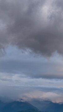Dynamic Cloudscape Above Fraser Valley Mountains in Chilliwack, BC at Dusk
