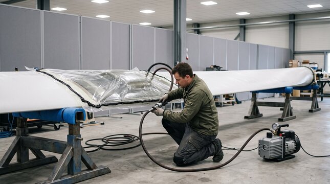 Vacuum curing a repaired wind blade section