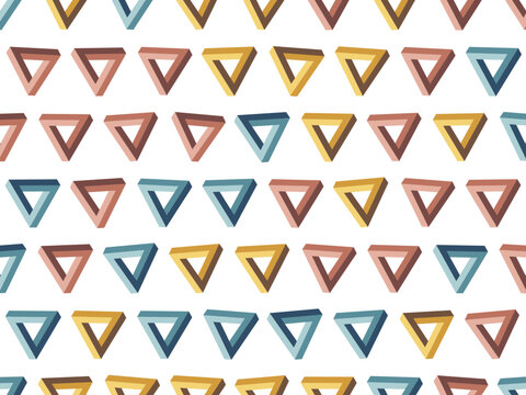 Penrose Triangles With Bold Dimensional Color Faces