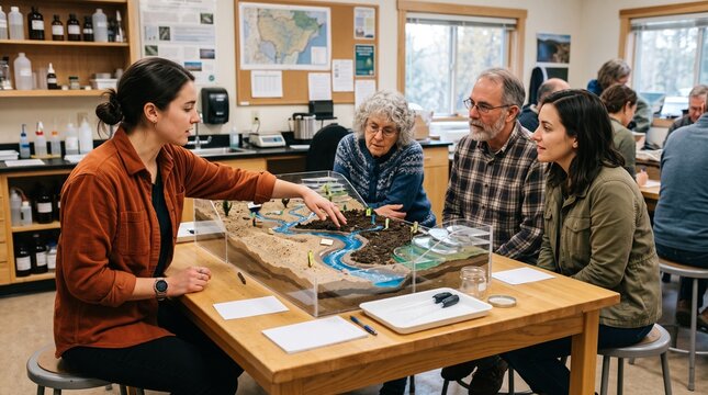 Researchers guide a watershed model workshop