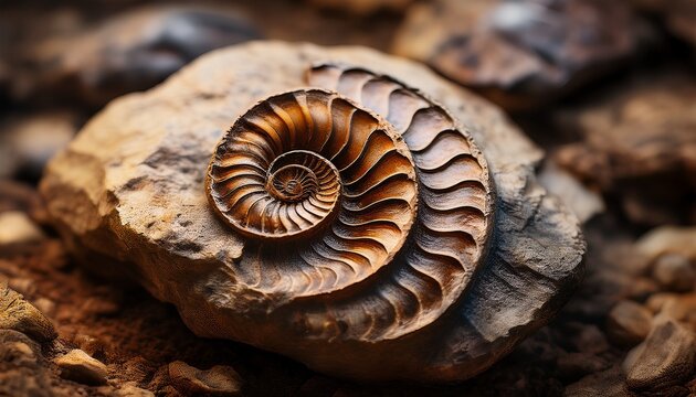 fossil ammonite shell rock close up