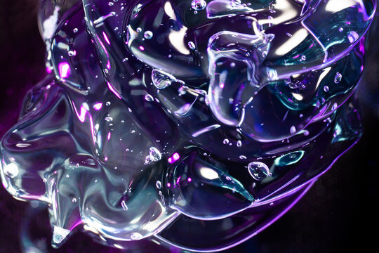 Iridescent translucent gel texture with purple reflections