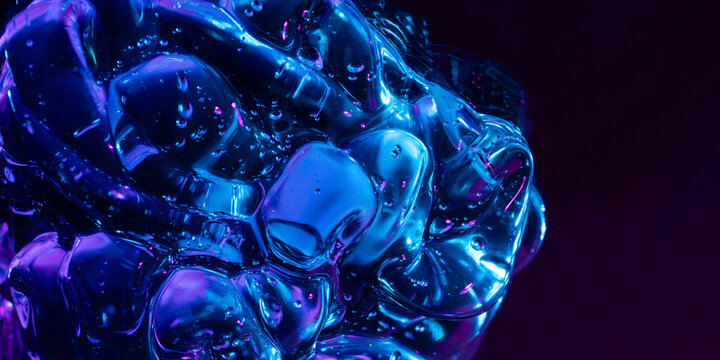 Blue and purple translucent gel texture with droplets