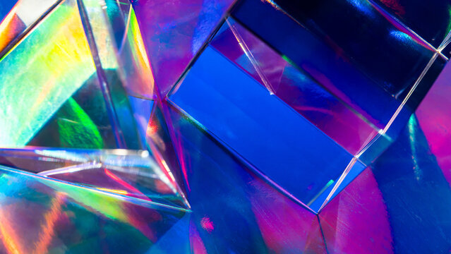 Futuristic iridescent glass prism abstract background