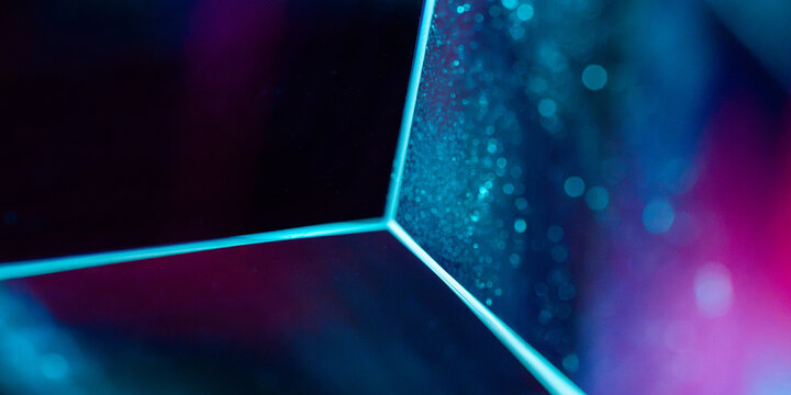 Futuristic neon geometric background with glowing cyan lines