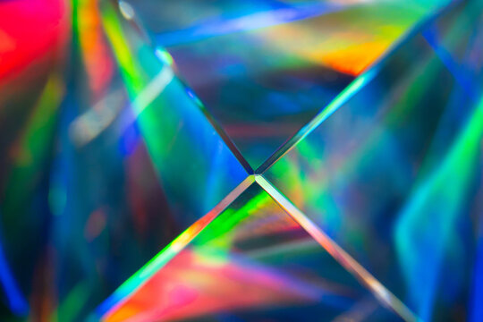 Futuristic colorful prism light refraction abstract background