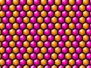 Obraz premium Shiny Puffed Quilt Cells Dimensional Textile Design