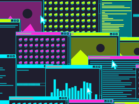 90s Operating System Windows Colorful Pop Collage