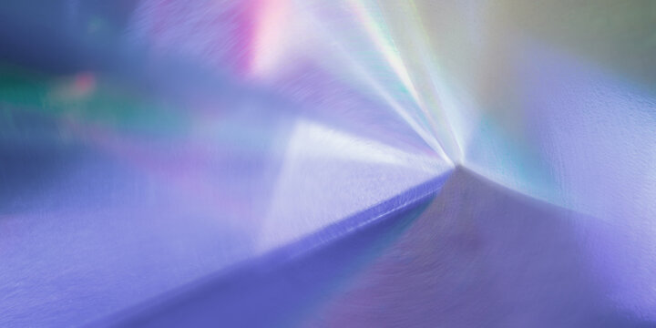 Abstract iridescent light prism with radiant blue geometry