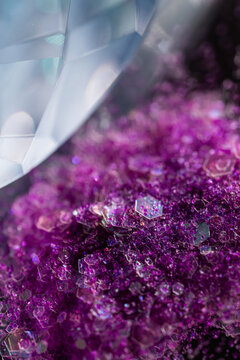 Abstract purple glitter with hexagonal crystal background